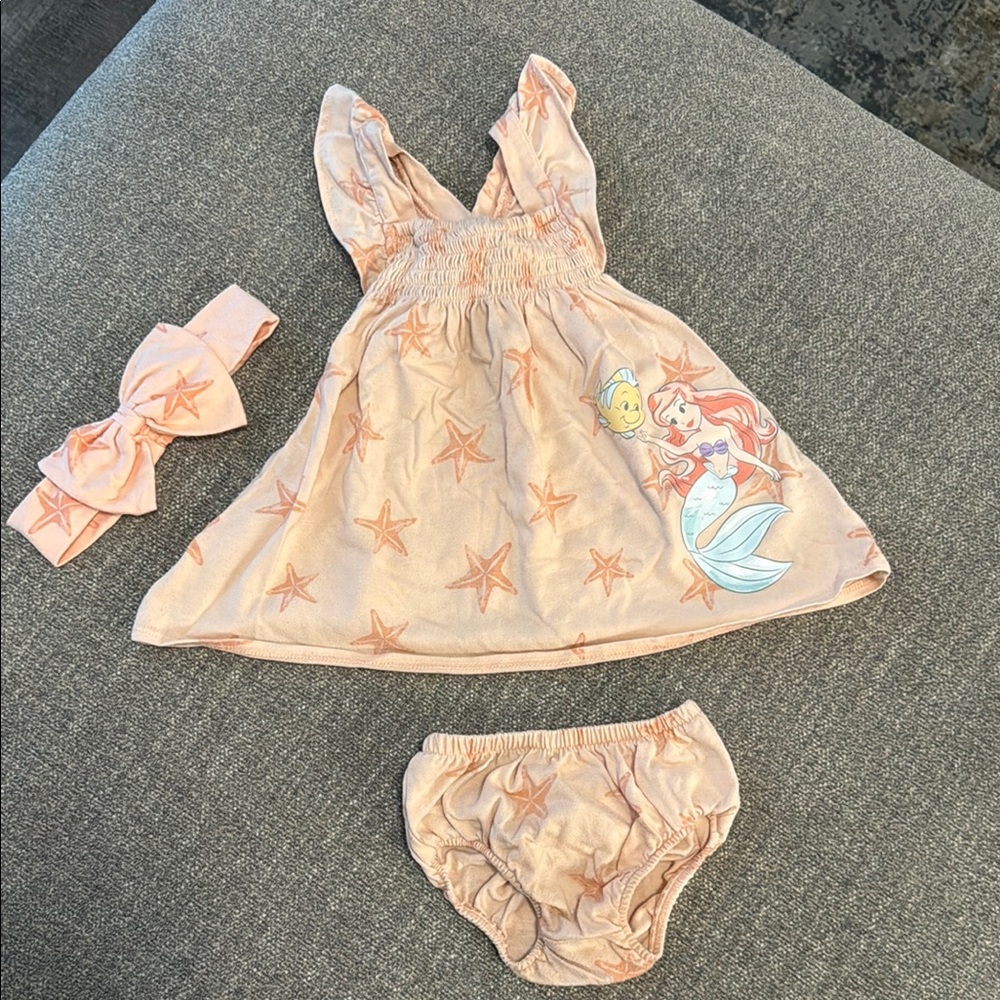 Disney Ariel Pajama Set with Coordinated Headband and Diaper Cover